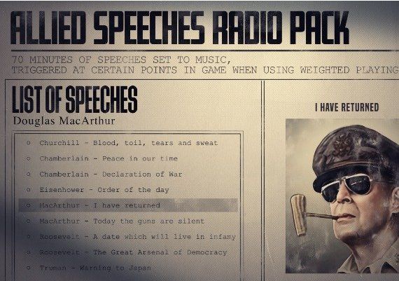 Hearts of Iron IV - Allied Speeches Music Pack DLC EN/DE/FR/PL/PT/RU/ES Global Steam Digital Key