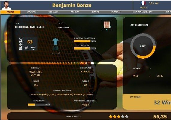 Absolute Tennis Manager EN/FR Global Steam Digital Key