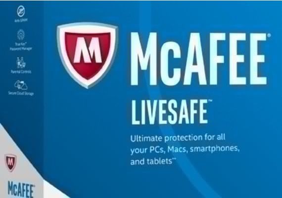 McAfee LiveSafe 2022 1 Year 10 Dev Global Software License Digital Key