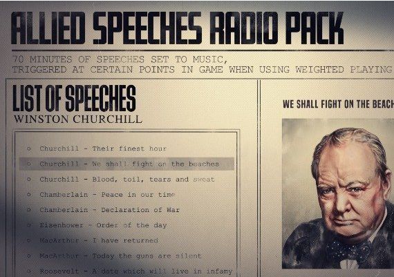 Hearts of Iron IV - Allied Speeches Music Pack DLC EN/DE/FR/PL/PT/RU/ES Global Steam Digital Key