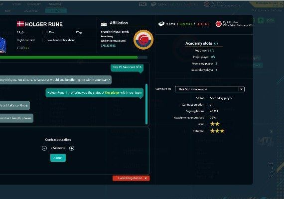Tennis Manager 2022 EN/DE/FR/IT/ES Global Steam Digital Key