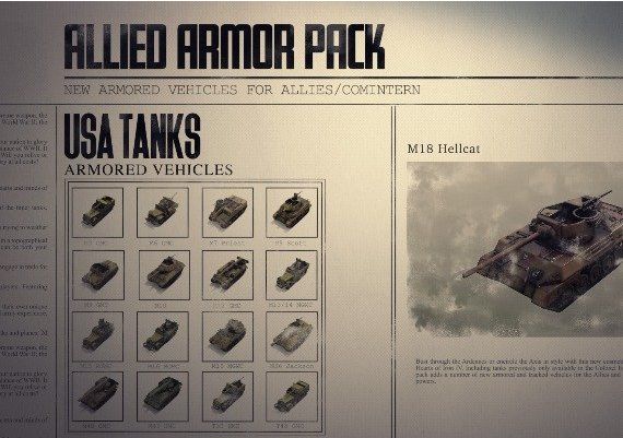Hearts of Iron IV - Allied Armor Pack DLC EN/DE/FR/PL/PT/RU/ES Global Steam Digital Key