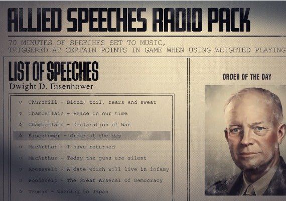 Hearts of Iron IV - Allied Speeches Music Pack DLC EN/DE/FR/PL/PT/RU/ES Global Steam Digital Key