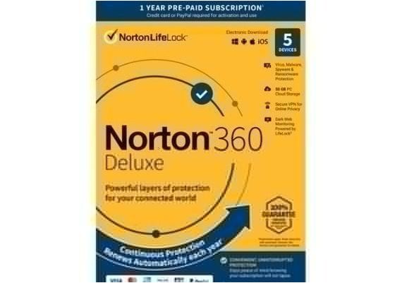 Norton 360 Deluxe + 25 GB Cloud Storage 1 Year 3 Dev EN North America Software License Digital Key